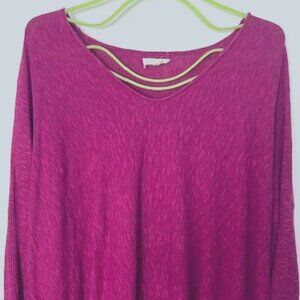 Eileen Fisher  Linen Cotton Blend Sweater Size L Magenta/pink
